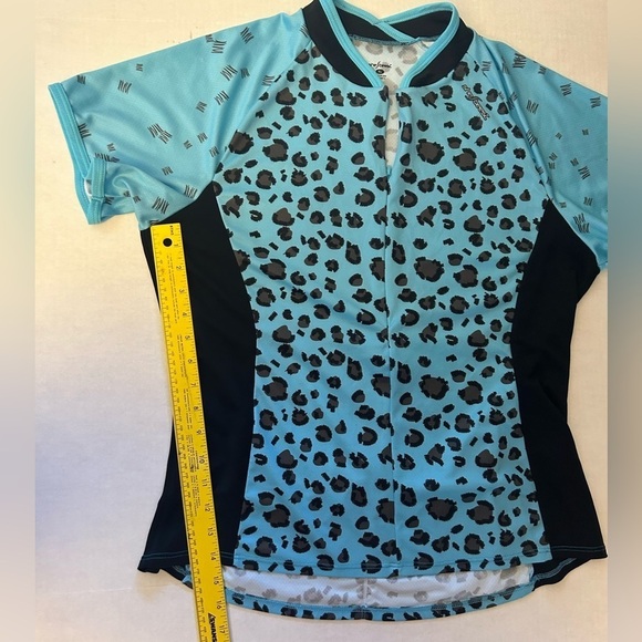 Shebeest women’s cycling jersey shirt in leopard teal print Sz-XL. Y19 - Picture 7 of 8